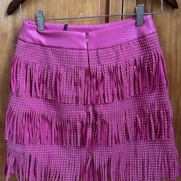Sincerely Jules Pink Studded Fringe Mini Skirt Small NWT - Picture 2 of 5